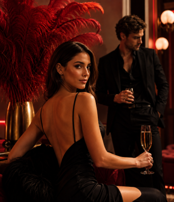 Vrouw met champagne in haar hand